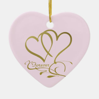 Forever Hearts Gold editable background colours Ceramic Tree Decoration