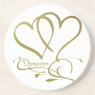 Forever Hearts Gold editable background colours Coaster