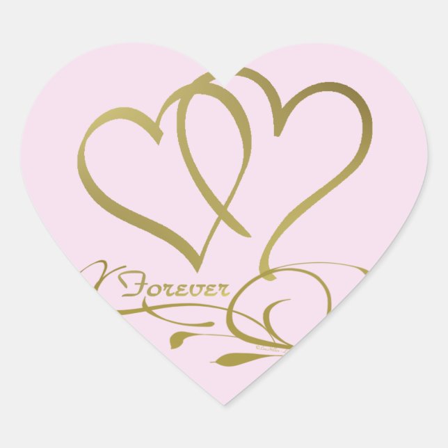 Forever Hearts Gold editable background colours Heart Sticker (Front)
