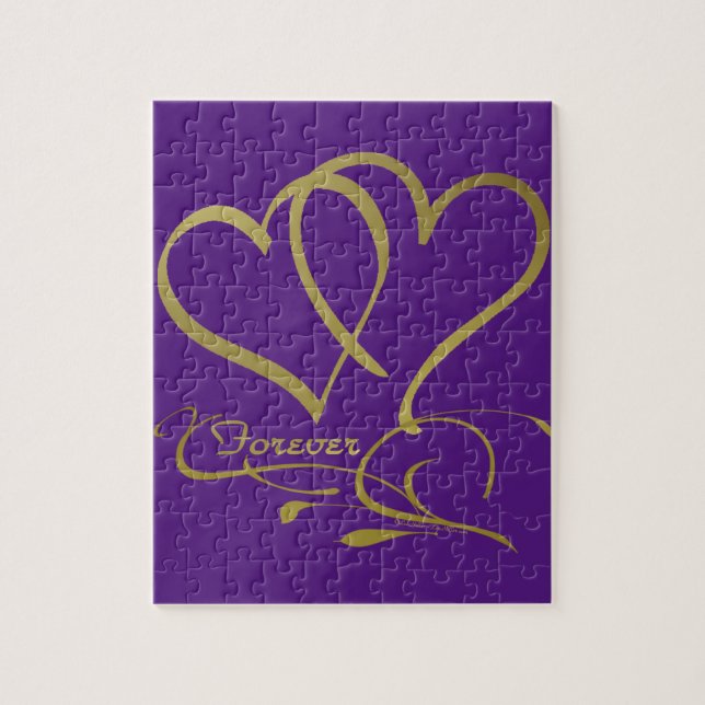 Forever Hearts Gold editable background colours Jigsaw Puzzle (Vertical)