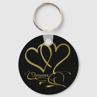 Forever Hearts Gold editable background colours Key Ring