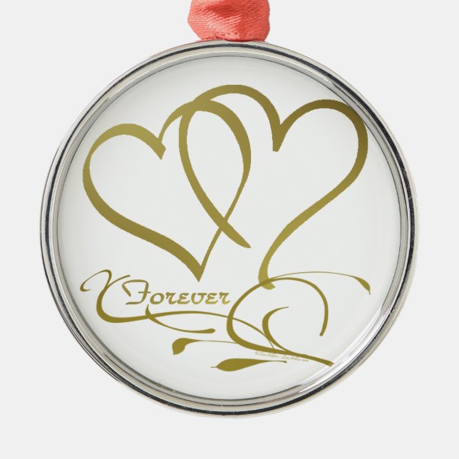 Forever Hearts Gold editable background colours Metal Tree Decoration (Front)