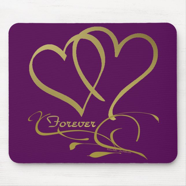 Forever Hearts Gold editable background colours Mouse Pad (Front)