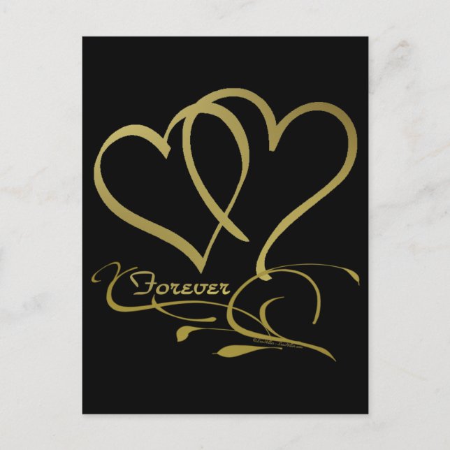 Forever Hearts Gold editable background colours Postcard (Front)