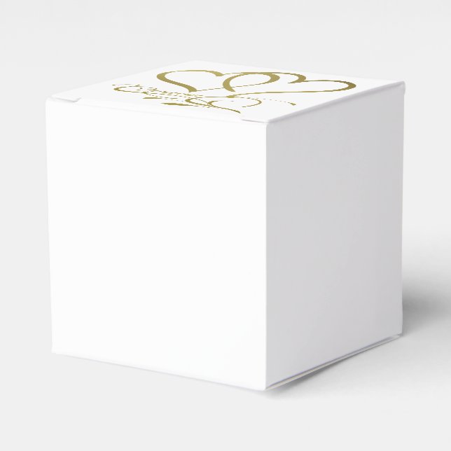 Forever Hearts Gold on White Favour Box (Front Side)