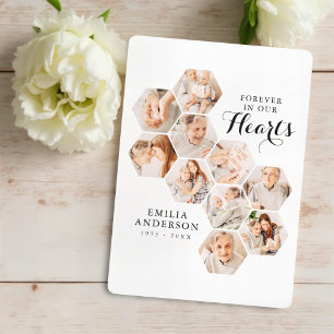 Forever Hearts Memorial Modern 10 Photos Card