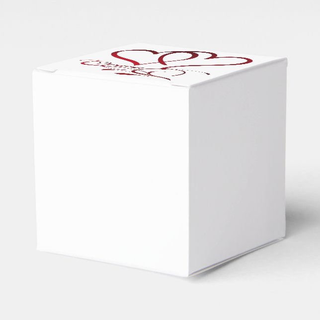 Forever Hearts Red on White Favour Box (Front Side)