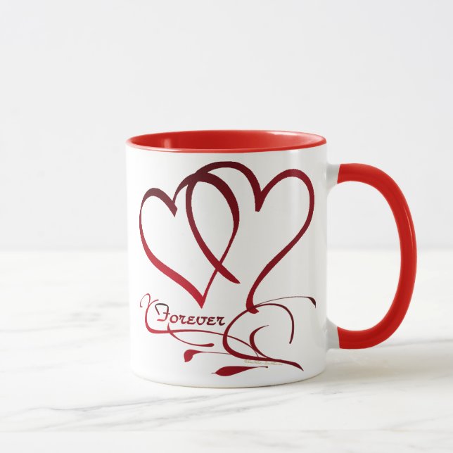 Forever Hearts Red on White Mug (Right)