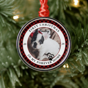 Forever Home Dog's First Christmas Metal Ornament