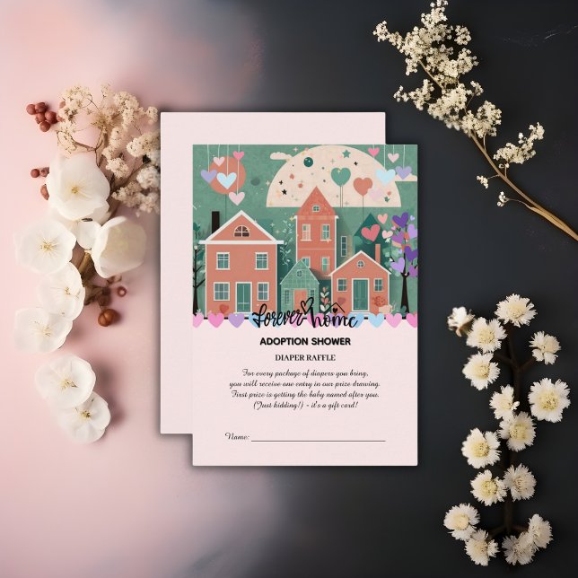 Forever Home Pastel Hearts Adoption Foster Shower Enclosure Card (Creator Uploaded)