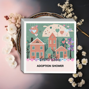 Forever Home Pastel Hearts Adoption Foster Shower Napkin
