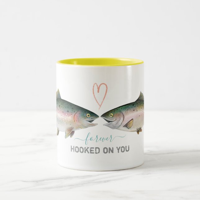 Forever Hooked on You Unique Fish Two-Tone Coffee Mug (Center)
