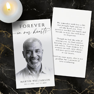 Forever in Hearts Photo Simple Funeral Prayer Card