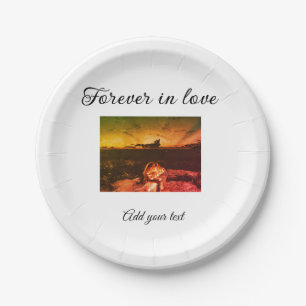 Forever in love add couple photo wedding engaged a paper plate