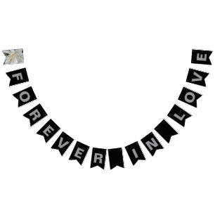 Forever in Love Black and Grey Wedding Bunting
