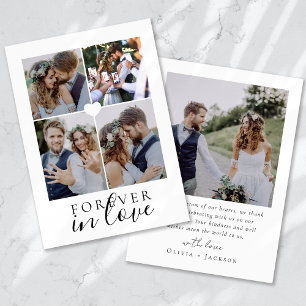 Forever in Love Calligraphy Wedding Photo Thank You Card