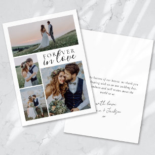 Forever in Love Calligraphy Wedding Photo Thank You Card