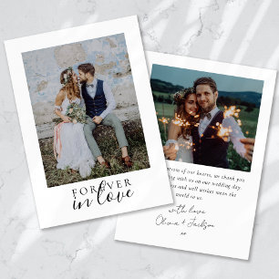 Forever in Love Calligraphy Wedding Photo Thank You Card