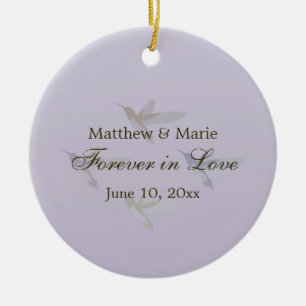Forever in Love Hummingbird Theme Ceramic Ornament