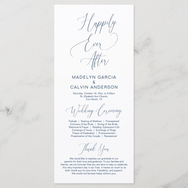 Forever in love, modern classy Wedding Ceremony Pr Program (Front)