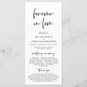 Forever in love, Modern Minimalist Wedding Program