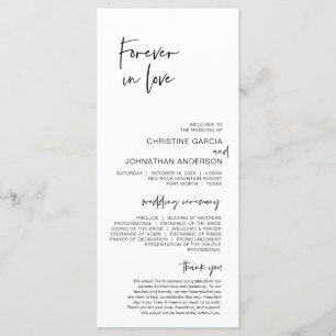 Forever in love, Modern Minimalist Wedding Program