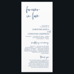 Forever in love, Modern Navy Blue Wedding Program<br><div class="desc">Forever in love, Elegant Modern Minimalist, Navy Blue script, Wedding Ceremony Program card. It is designed with scroll accent that can be personalised with custom/ personalised text for your bridal party, ceremony details, memorial notes and thank you message. If you are looking for other program card types and sizes, please...</div>