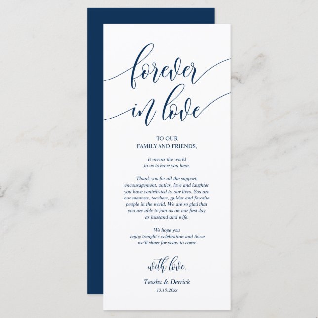 Forever in love, Place Setting Thank You Cards (Front/Back)