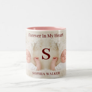 Forever in My Heart Custom Baby Dog Photo Monogram Two-Tone Coffee Mug