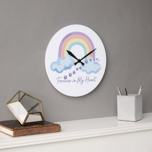 Forever in My Heart Pet Memorial Rainbow Bridge Large Clock