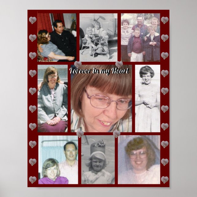 Forever In My Heart Photo Collage Hearts Red Poster (Front)
