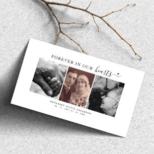 Forever In Our Hearts 3 Photo Funeral Prayer Card