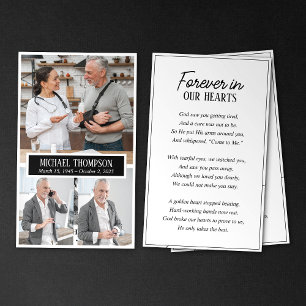 Forever in Our Hearts 3 Photo Memorial Prayer Card