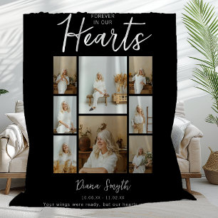 Forever In Our Hearts   8 Photo Collage Memorial Fleece Blanket
