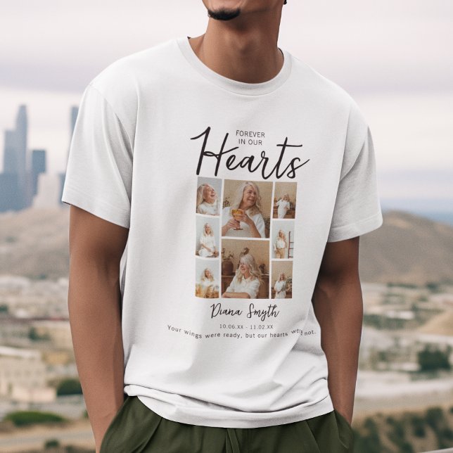 Forever In Our Hearts | 8 Photo Collage Memorial T-Shirt (Creator Uploaded)