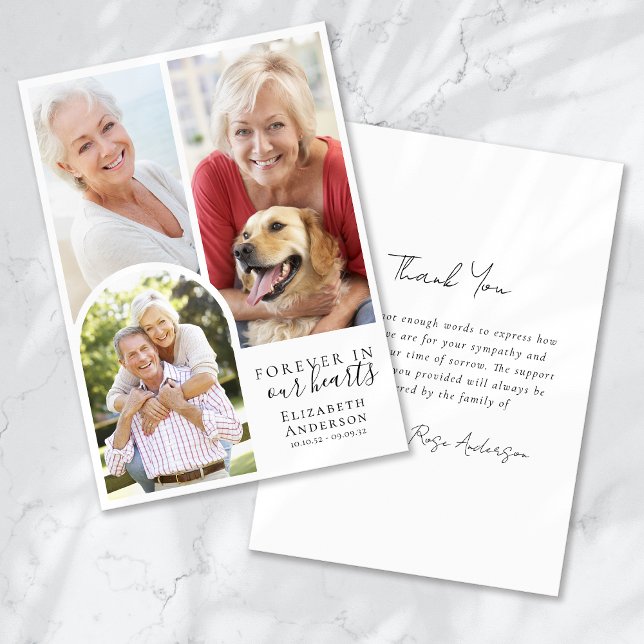 Forever in Our Hearts Arch Funeral Sympathy  Thank You Card (Creator Uploaded)