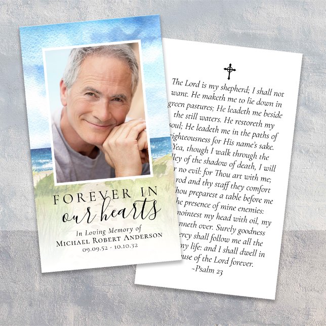 Forever in Our Hearts Beach Memorial Prayer Card (Creator Uploaded)