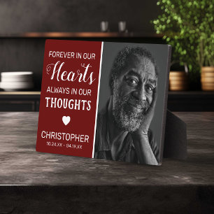 Forever In Our Hearts Burgundy Family Memorial Plaque