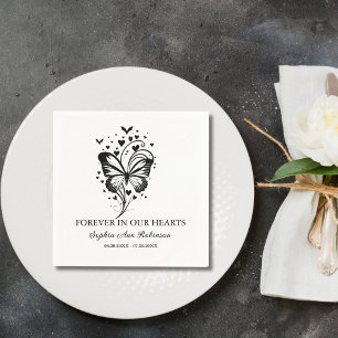 Forever In Our Hearts Butterfly Funeral Memorial Napkin