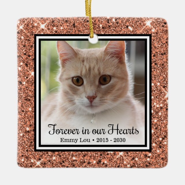 Forever In Our Hearts Cat Ceramic Ornament (Front)