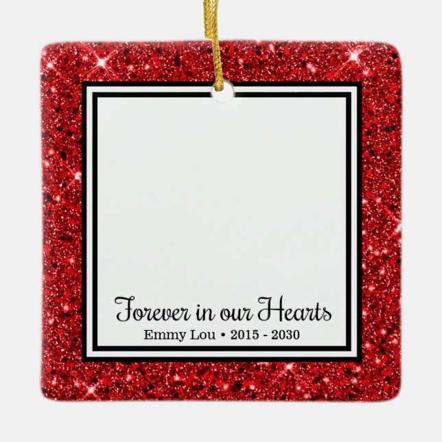 Forever In Our Hearts Cat Ceramic Ornament (Front)