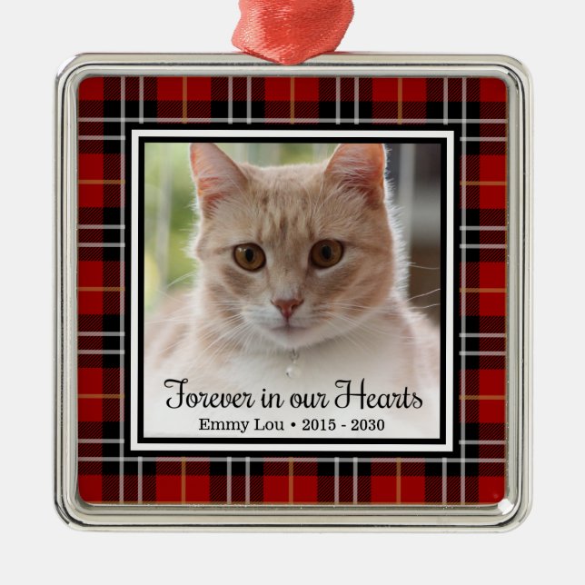 Forever In Our Hearts Cat Metal Ornament (Front)