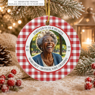 Forever in our Hearts Christmas Keepsake Photo Ceramic Ornament