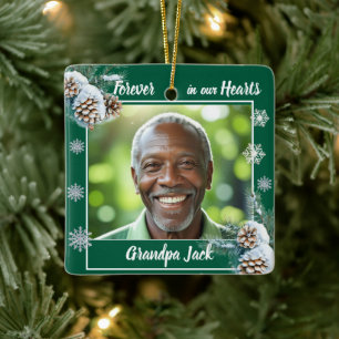 Forever in our Hearts Christmas Memorial 1 Photo Ceramic Ornament