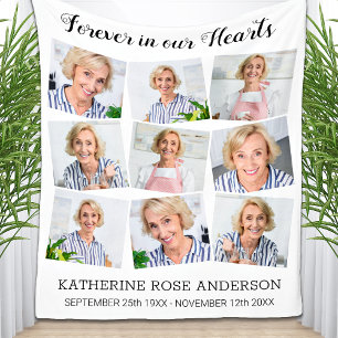 Forever In Our Hearts Custom 9 Photo Memorial Fleece Blanket