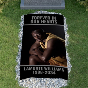 Forever In Our Hearts Custom Photo Grave Blanket Banner