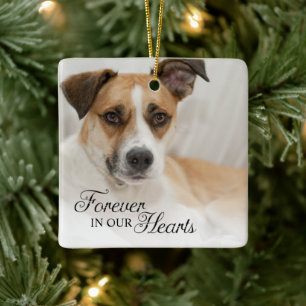 Forever In Our Hearts Dog Photo Ceramic Ornament