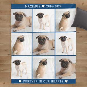 Forever in Our Hearts Dog Photo Collage Memorial Fleece Blanket