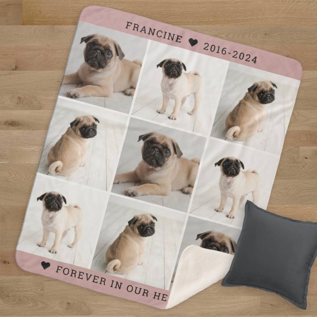 Forever in Our Hearts Dog Photo Collage Memorial Sherpa Blanket (Creator Uploaded)