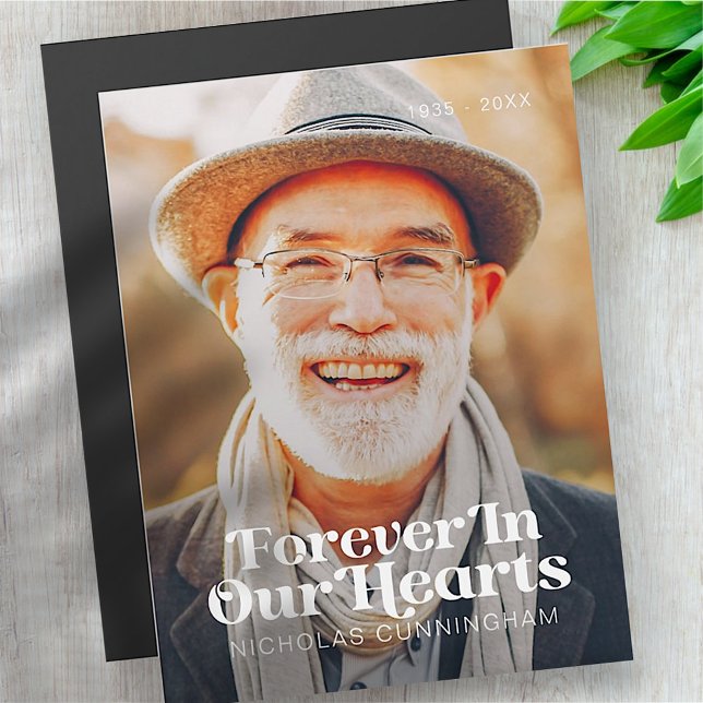 Forever In Our Hearts Elegant Photo Memorial Card (Creator Uploaded)